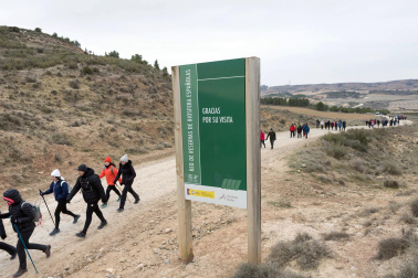 Peregrinos de la Ribera, durante la primera Javierada de 2023.
