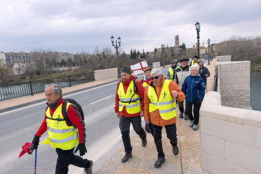 Peregrinos de la Ribera, durante la primera Javierada de 2023.