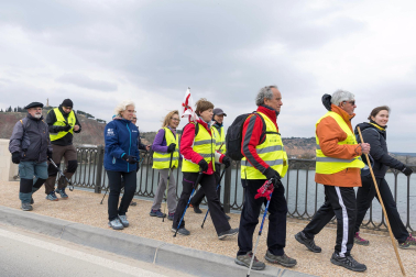 Peregrinos de la Ribera, durante la primera Javierada de 2023.