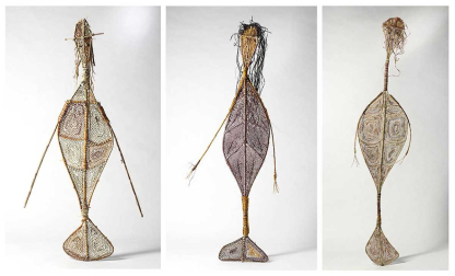Tres escultura que representan a yawkyawk creadas por las artistas Lulu Laradjbi y Marina Murdilnga. Se encuentran en el Museo Nacional de Australia