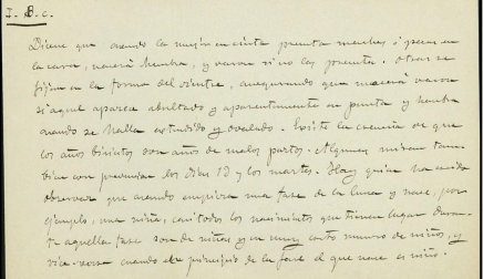 Respuesta manuscrita de Florencio Onsalo a la siguiente pregunta: vaticinios respecto del sexo y cómo se hacen: creencias acerca de la influencia del año, mes, día, hora y fase de la luna en que ocurra el nacimiento.