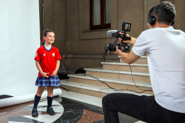 Aficionados rojillos grabaron en el Ayuntamiento de Pamplona mnsajes de apoyo para los jugadores de cara a la final de la Copa del Rey