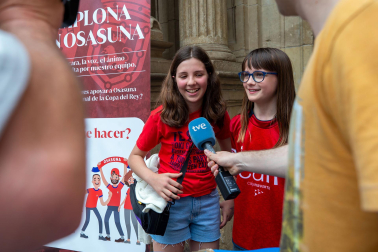 Aficionados rojillos grabaron en el Ayuntamiento de Pamplona mnsajes de apoyo para los jugadores de cara a la final de la Copa del Rey