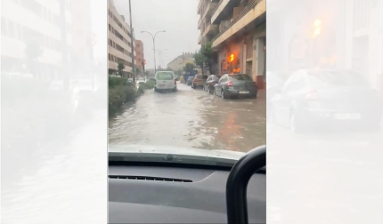 Balsas de agua en la Avenida Zaragoza de Tudela