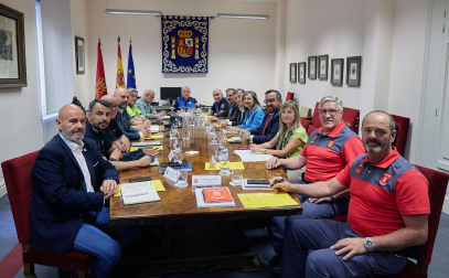 Participantes en la Junta de Seguridad celebrada este jueves por la mañana en la Delegación del Gobierno en Navarra