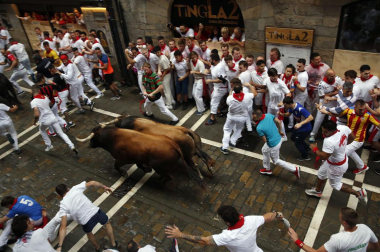 Primer encierro de San Fermín en el tramo de Estafeta