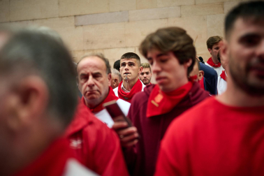 Primer encierro de San Fermín en el tramo de Santo Domingo