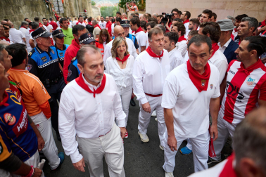 Primer encierro de San Fermín en el tramo de Santo Domingo