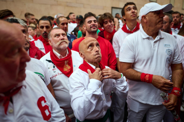 Primer encierro de San Fermín en el tramo de Santo Domingo
