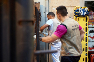 Primer encierro de San Fermín en el tramo de Santo Domingo