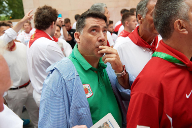 Primer encierro de San Fermín en el tramo de Santo Domingo