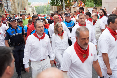 Primer encierro de San Fermín en el tramo de Santo Domingo