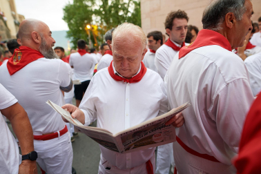 Primer encierro de San Fermín en el tramo de Santo Domingo