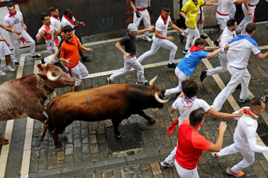 Primer encierro de San Fermín en el tramo de Estafeta