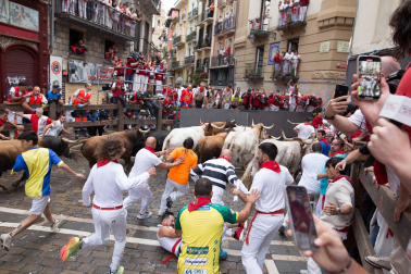 Primer encierro de San Fermín en el tramo de Mercaderes