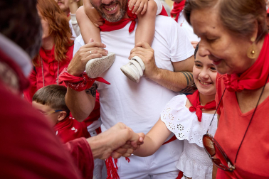 Foto de la comparsa de gigantes y cabezudos de San Fermín este viernes 7 de julio de 2023./