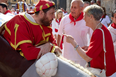 Foto de la comparsa de gigantes y cabezudos de San Fermín este viernes 7 de julio de 2023./