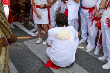 Foto de la comparsa de gigantes y cabezudos de San Fermín este viernes 7 de julio de 2023./