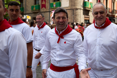 Foto de la comparsa de gigantes y cabezudos de San Fermín este viernes 7 de julio de 2023./