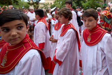 Foto de la comparsa de gigantes y cabezudos de San Fermín este viernes 7 de julio de 2023./
