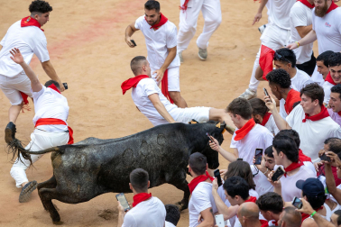 Vaquillas tras el tercer encierro.