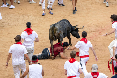 Vaquillas tras el tercer encierro.