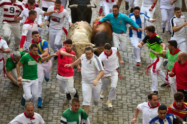 Llegada a la Plaza de Toros, cuarto encierro.