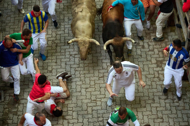 Llegada a la Plaza de Toros, cuarto encierro.