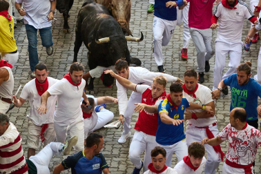 Llegada a la Plaza de Toros, cuarto encierro.