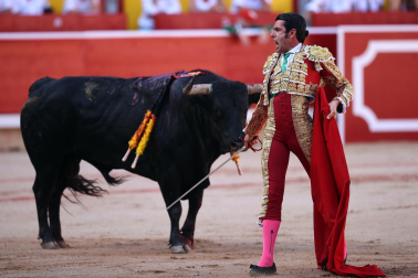 EMILIO DE JUSTO, en la séptima corrida de la Feria del Toro de San Fermín 2023./