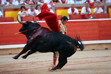 EMILIO DE JUSTO, en la séptima corrida de la Feria del Toro de San Fermín 2023./