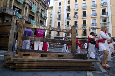 Retirada del vallado tras el último encierro de San Fermín