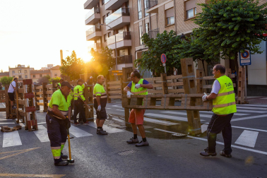 Imagen del primer encierro de las fiestas de Tudela 2023./