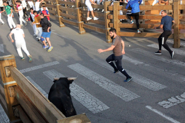 Imagen del primer encierro de las fiestas de Tudela 2023./