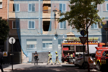 Imagen del derrumbe de un edificio en Logroño./