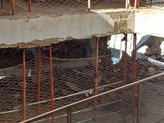 Imagen del derrumbe de un edificio en Logroño./