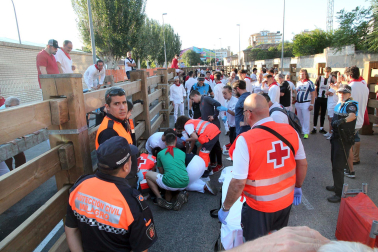Fotos del sexto encierro de fiestas de Tudela 2023.