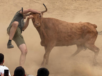 Imagen de las vaquillas en las fiestas de Estella./