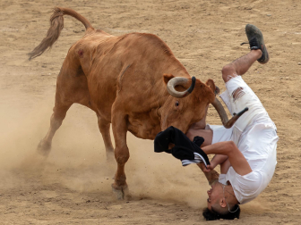 Imagen de las vaquillas en las fiestas de Estella./