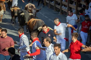 Secuencia del corneado en el primer encierro de las fiestas de Tafalla