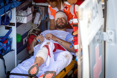 Secuencia del corneado en el primer encierro de las fiestas de Tafalla