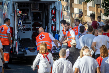 Secuencia del corneado en el primer encierro de las fiestas de Tafalla