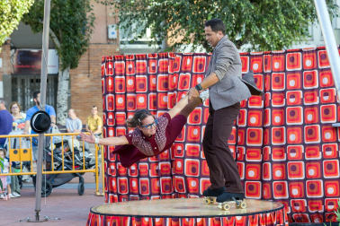 Espectáculos del Festival de Circo de Navarra en la plaza de los Fueros de Tudela.