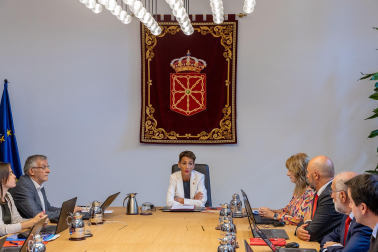 Fotos de la primera sesión de gobierno del Ejecutivo foral en el Palacio de Navarra.