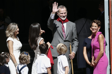 Un momento de la visita de los Reyes a Pamplona en el día del Privilegio de la Unión.