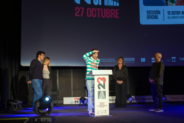 Fotos de la presentación de la película 'Te estoy amando locamente' en Tudela.
