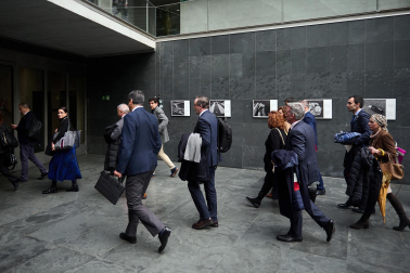 El grupo parlamentario de UPN abandona el Parlamento de Navarra.