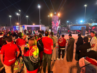 Foto de los aficionados de Osasuna en Riad./