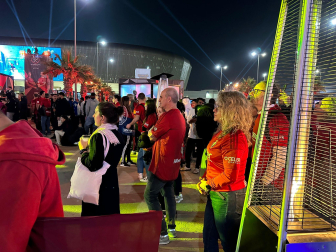 Foto de los aficionados de Osasuna en Riad./