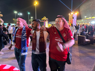 Foto de los aficionados de Osasuna en Riad./